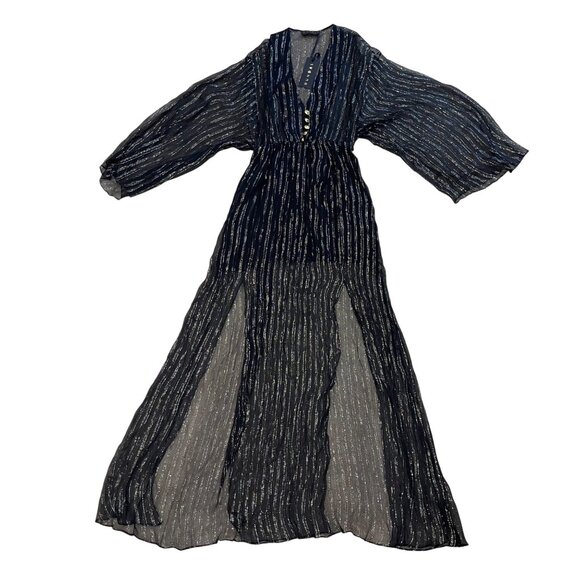 Dundas Silk Lurex Stripe Dress Women's Size XXS/XS (Italy 38) Flowing Kaftan NEW - Picture 1 of 16